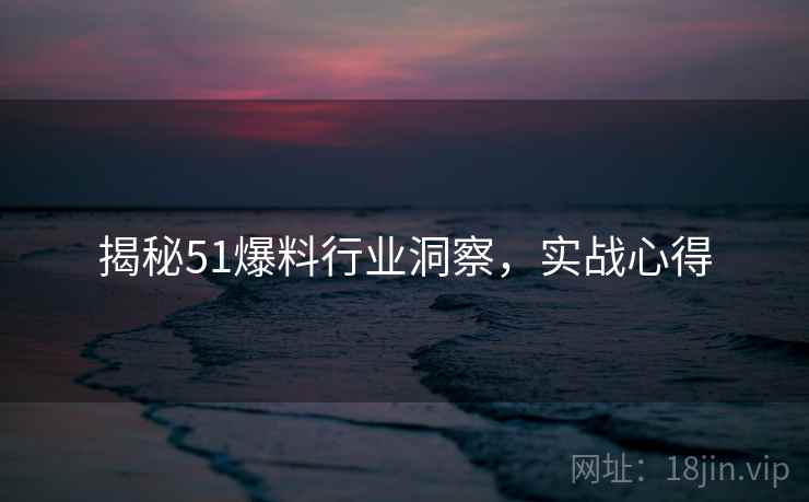 揭秘51爆料行业洞察，实战心得